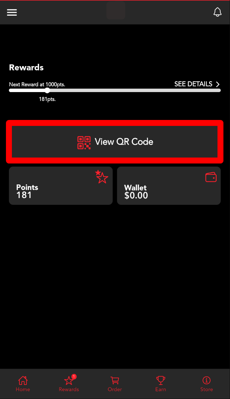 Branded mobile app Home tab