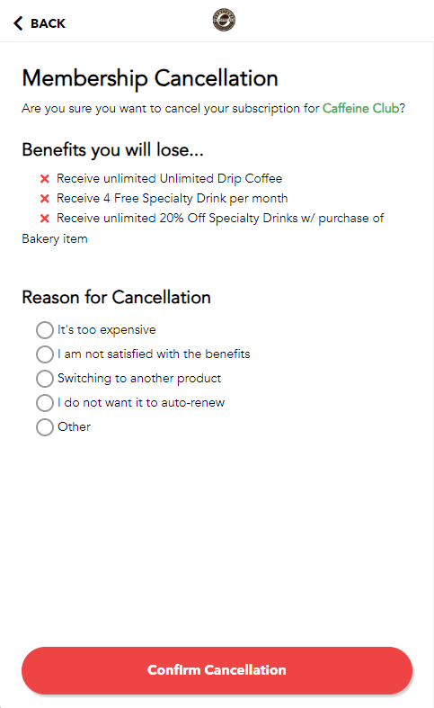 Cancellation confirmation