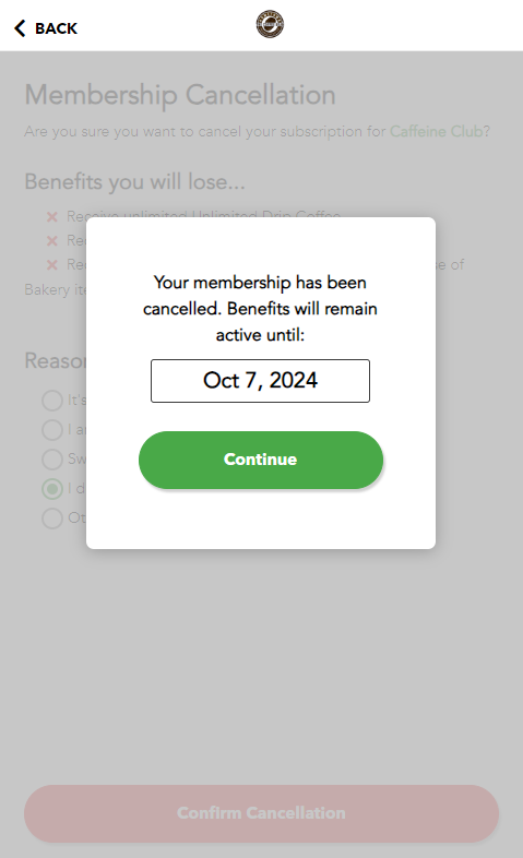 Cancellation reason