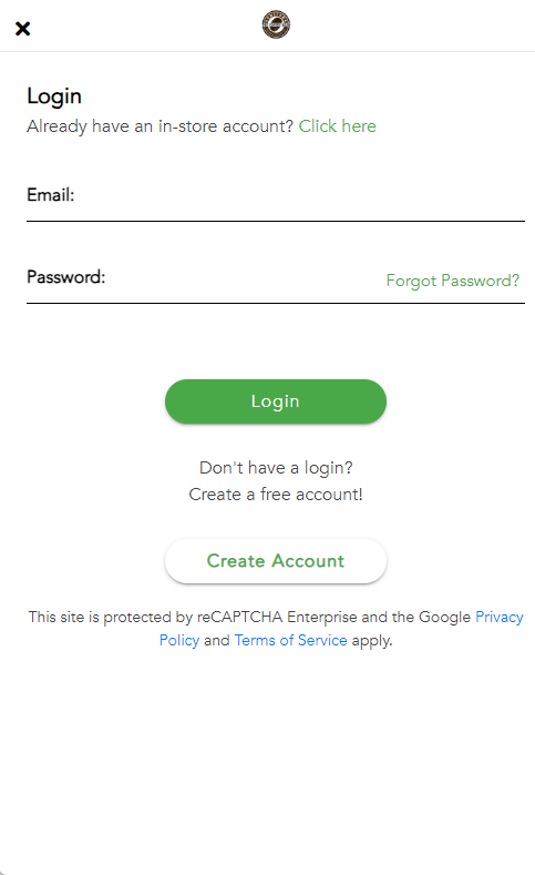 Login screen