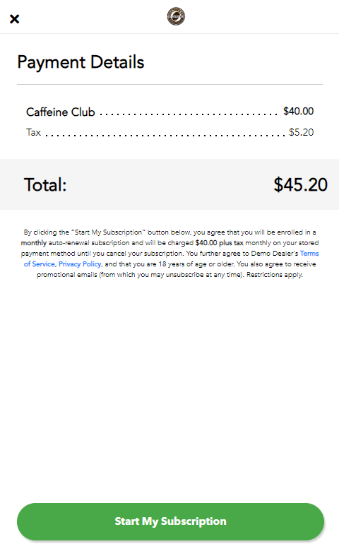 Subscription summary