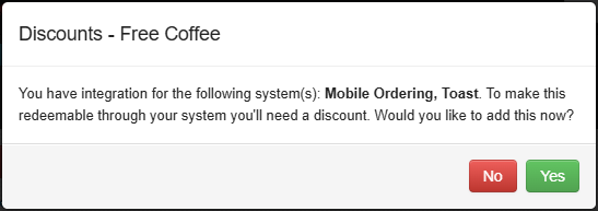 Discount mapping prompt appearing after a voucher is submitted