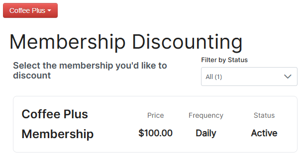 Memberships listing page
