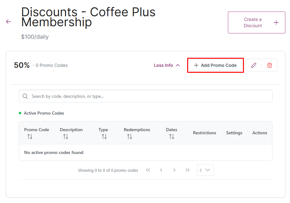 Add Promo Code button