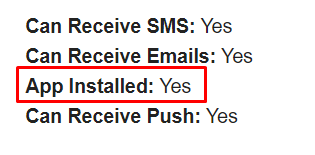 App Installed field on customer profile